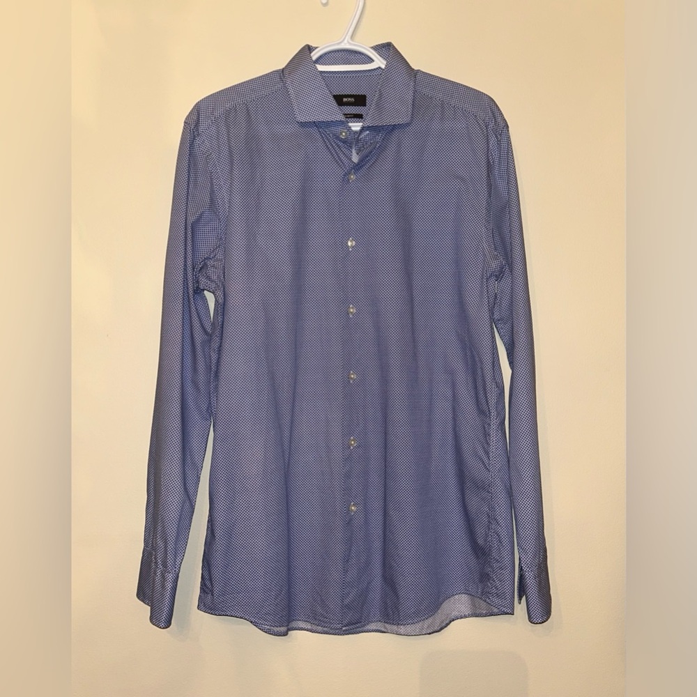 Boss Blue Geometric Dress Shirt